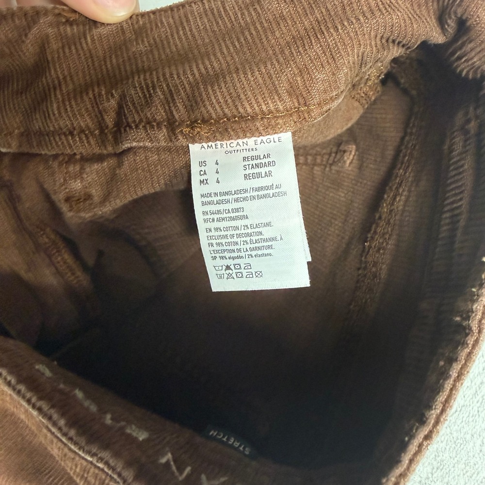 American Eagle Brown Corduroy Flare Pants High Rise Stretch Size 4 Regular - Picture 3 of 14